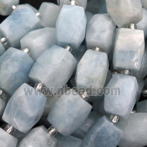 blue Aquamarine Beads, faceted Cuboid