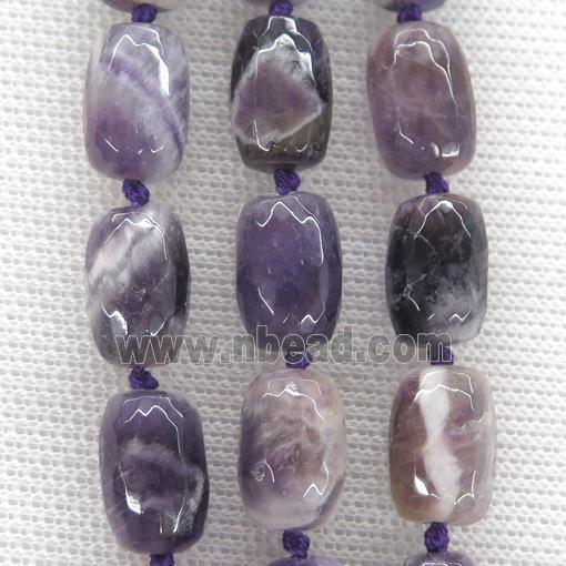 dogteeth Amethyst beads, faceted barrel