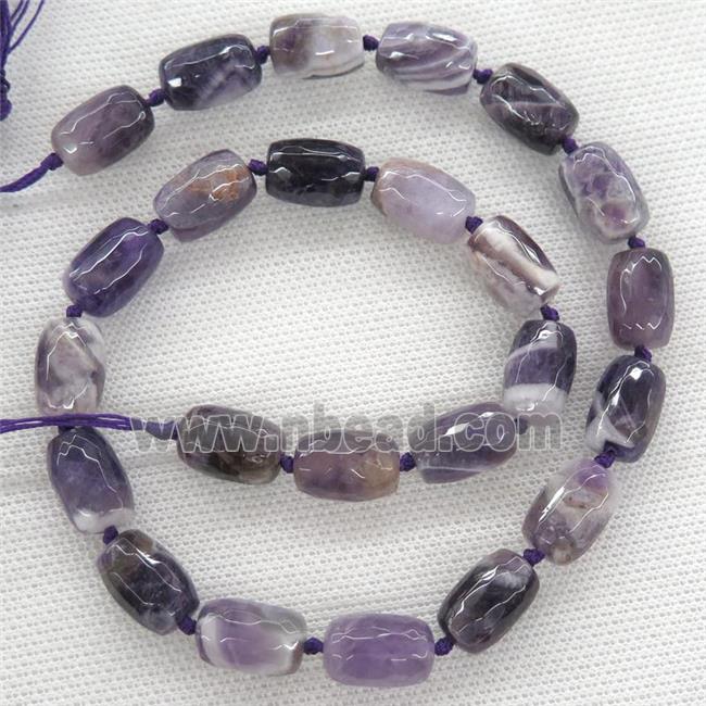 dogteeth Amethyst beads, faceted barrel