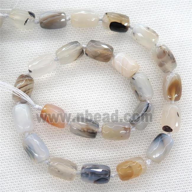 Heihua Agate Beads, faceted barrel