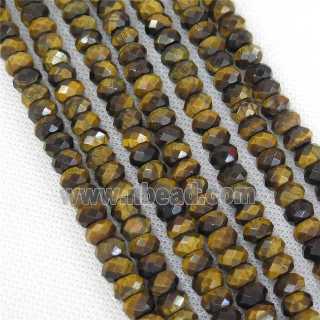 Tiger eye stone beads, faceted rondelle