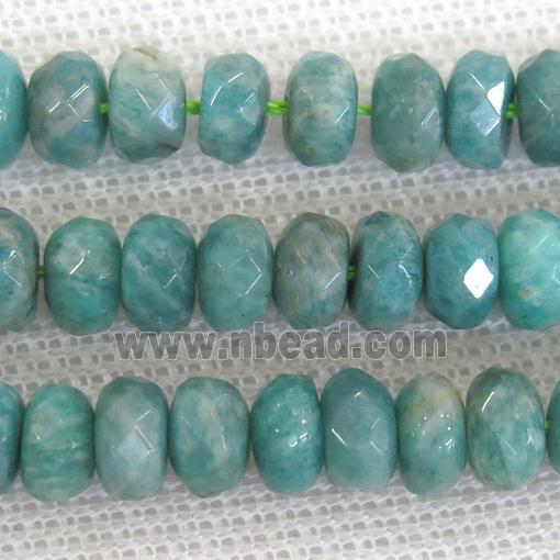 green Russian Amazonite beads, faceted rondelle