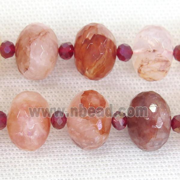 red Iron Quartz beads Ferruginous faceted rondelle