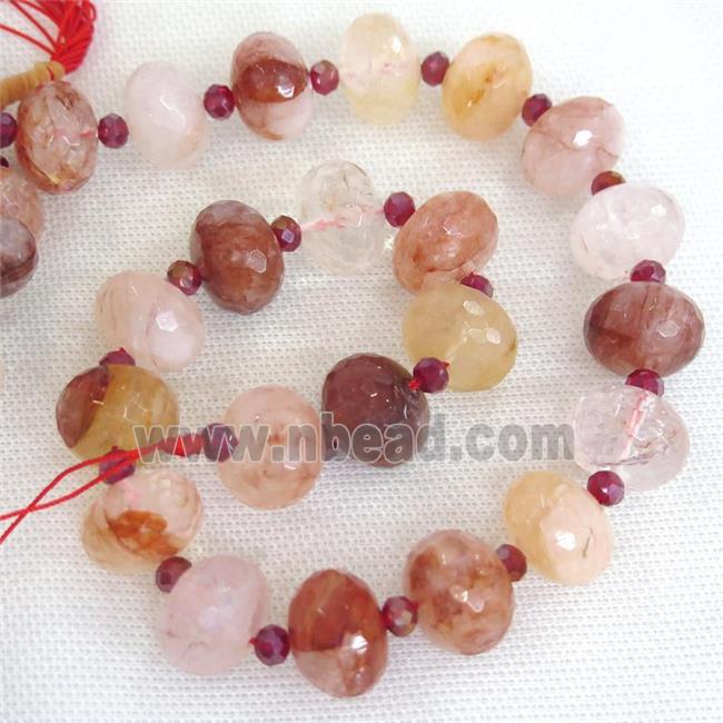 red Iron Quartz beads Ferruginous faceted rondelle