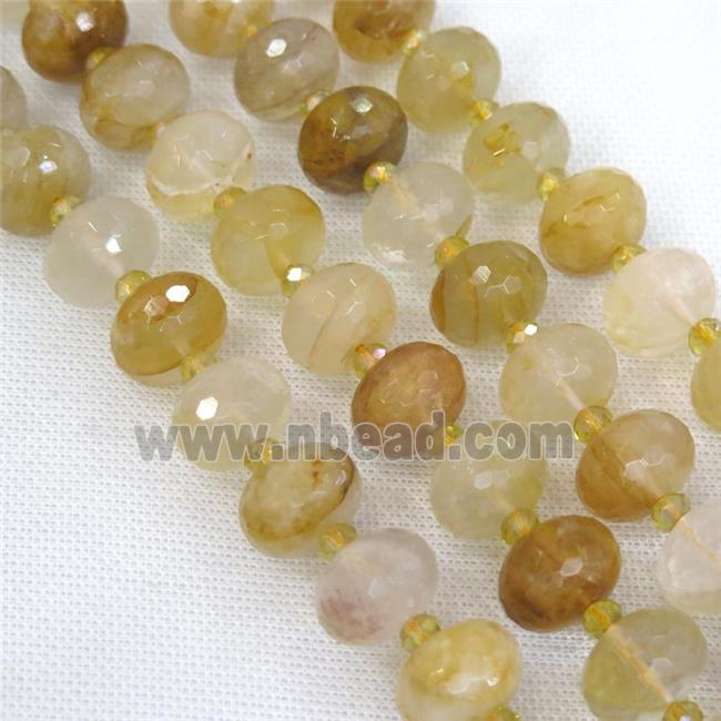 yellow Iron Quartz beads Ferruginous faceted rondelle