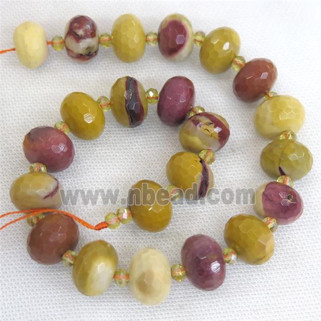 Mookaite beads, faceted rondelle