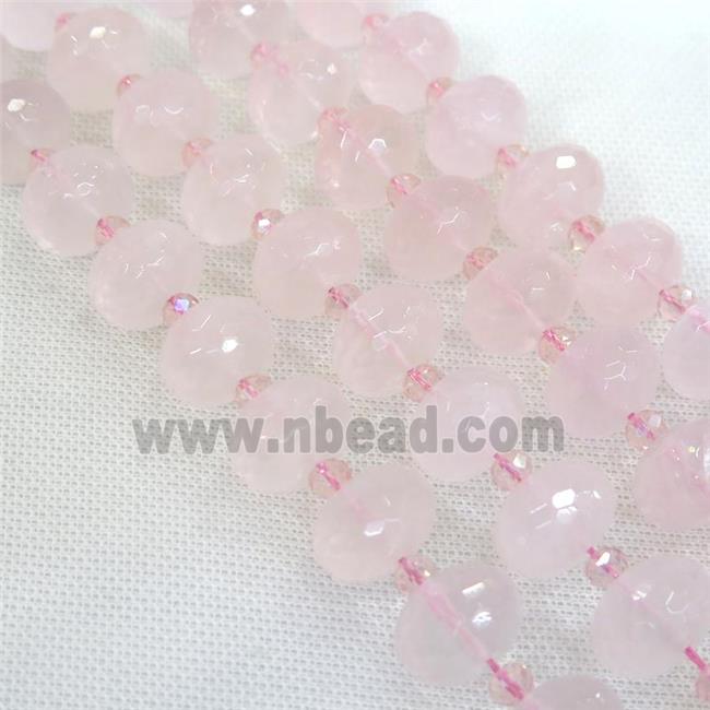 Rose Quartz Beads, faceted rondelle