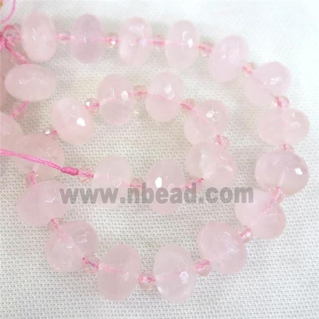 Rose Quartz Beads, faceted rondelle