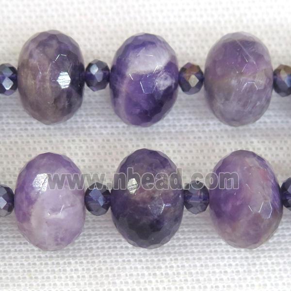 Dogtooth Amethyst Beads, faceted rondelle