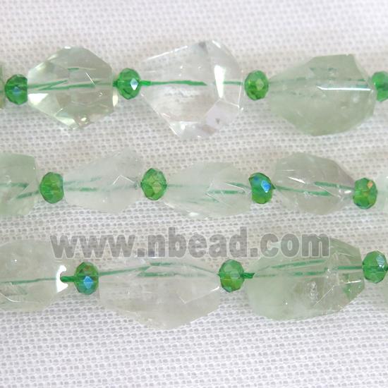 green Quartz beads, freeform