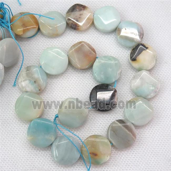 Chinese Amazonite beads, faceted circle