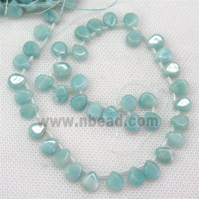 blue Amazonite teardrop beads, top-drilled