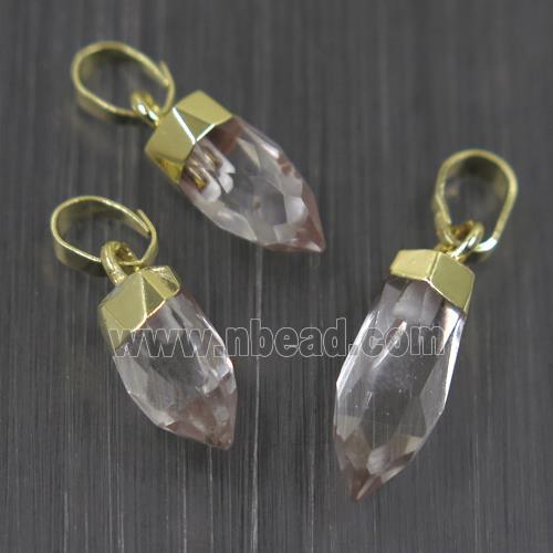 Crystal Quartz bullet pendant, gold plated