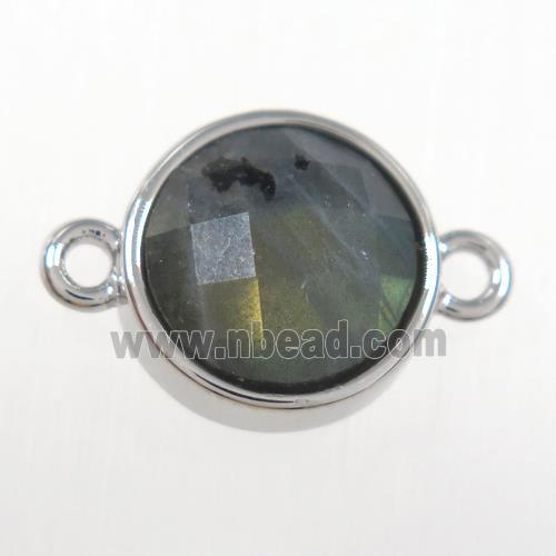 Labradorite circle connector, gold plated