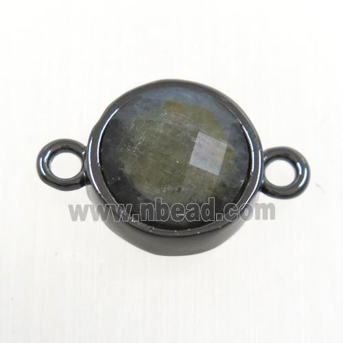 Labradorite circle connector, black plated