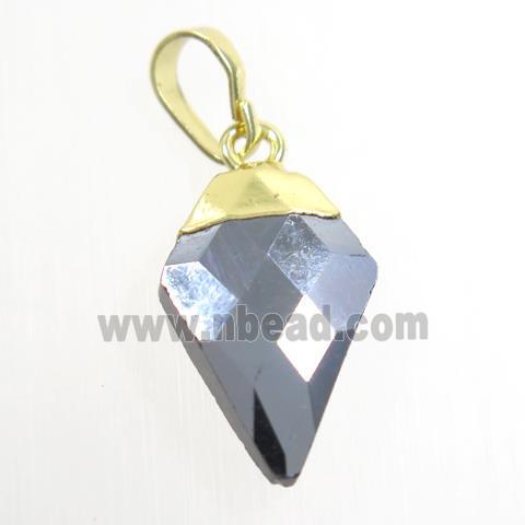 Terahertz stone arrowhead pendant, gold plated