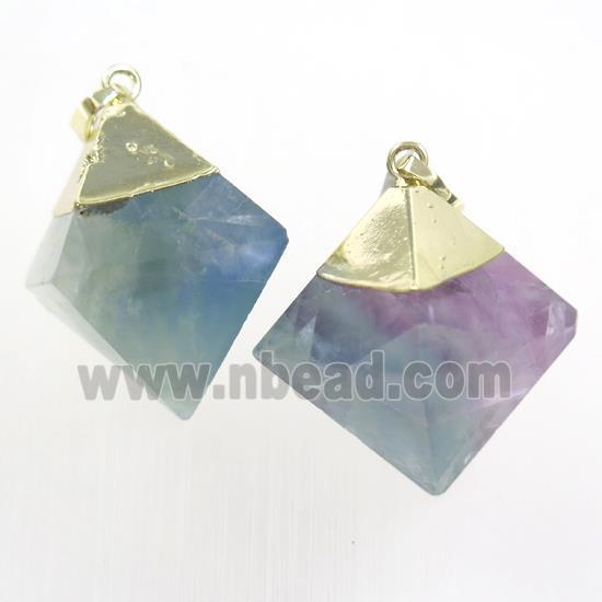 fluorite diamond pendant, gold plated