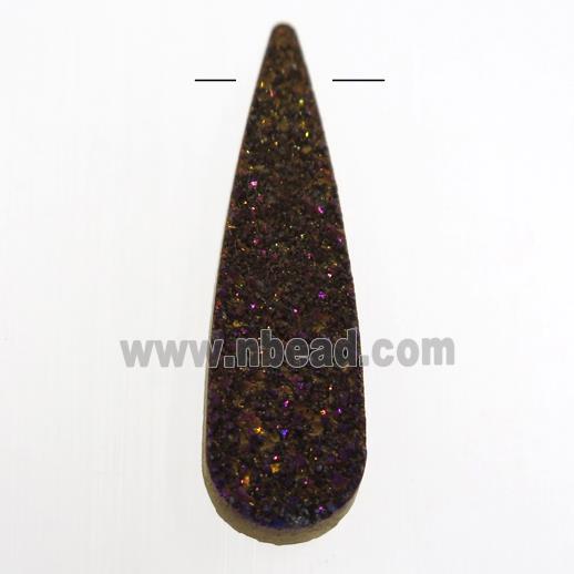 purple druzy quartz pendant, teardrop