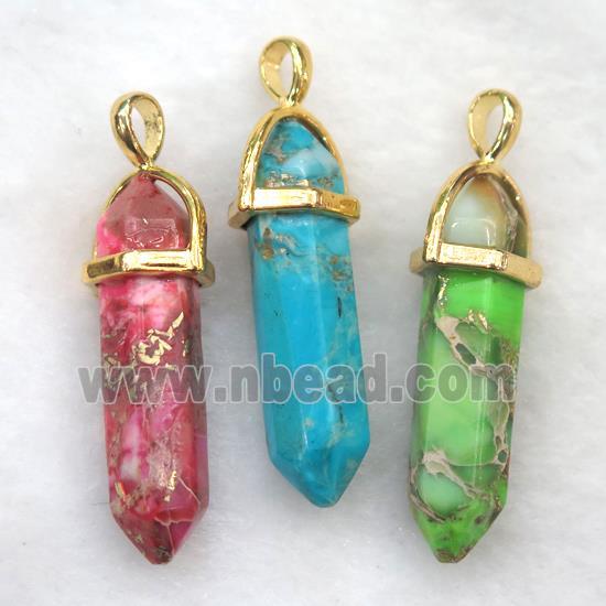 Imperial Jasper bullet pendant, mix color