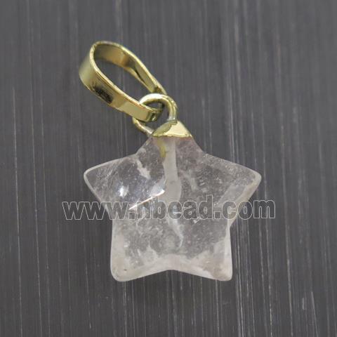 Clear Quartz star pendant, gold palted