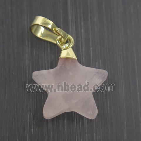 Rose Quartz star pendant, gold plated