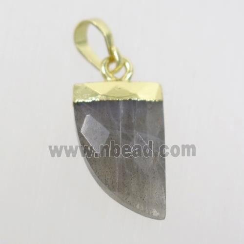 Labradorite horn pendant, gold plated