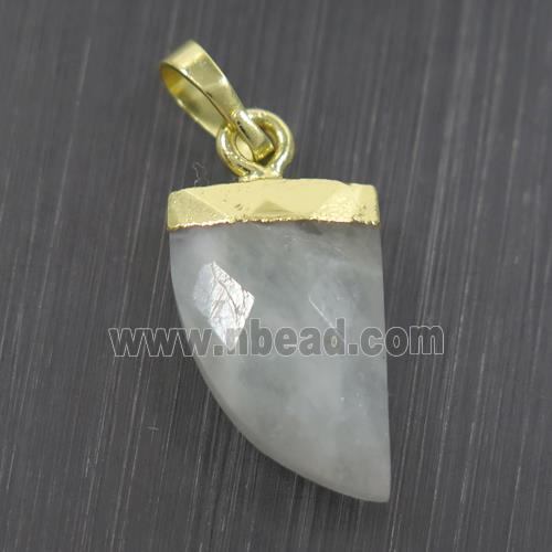 white moonstone horn pendant, gold plated