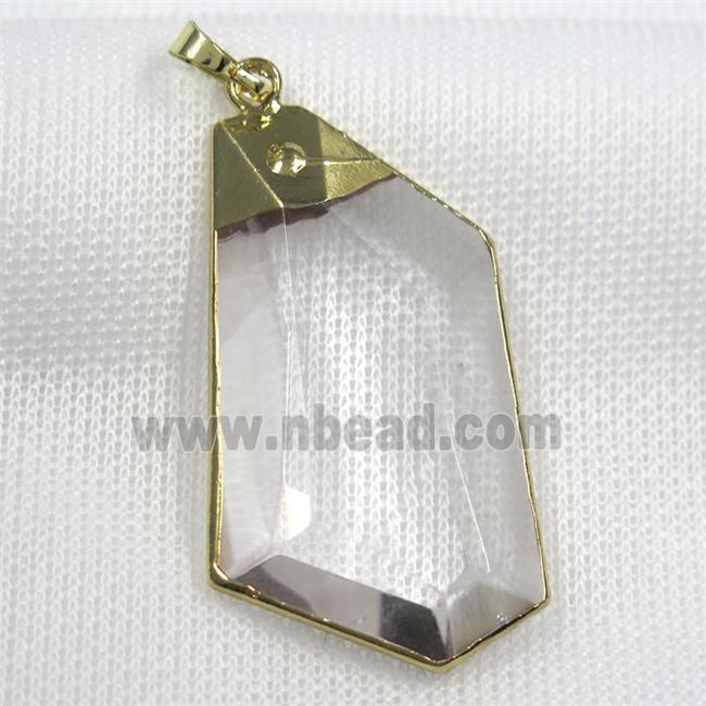 Glass crystal polygon pendants, gold plated