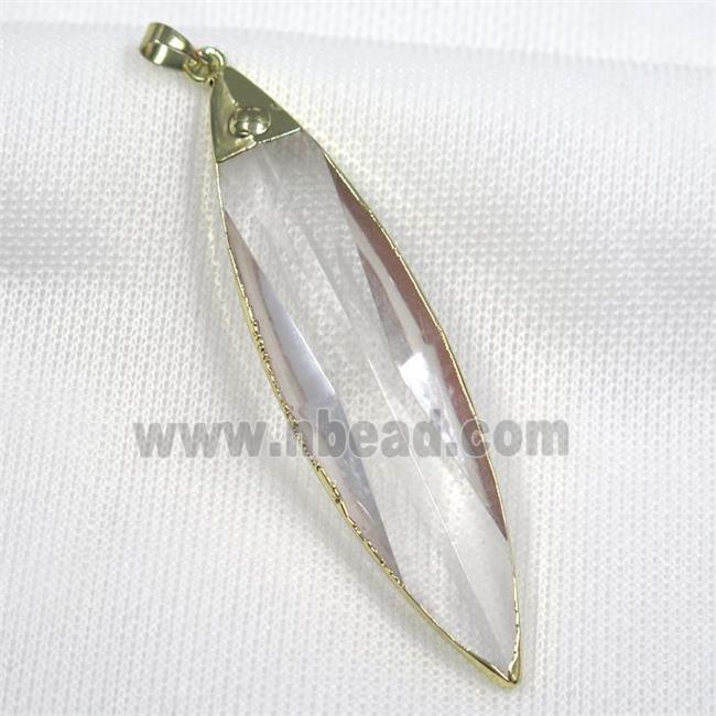 Glass crystal leaf pendants, gold plated