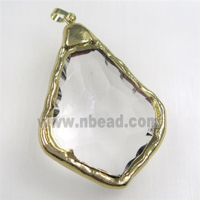 Glass crystal teardrop pendants, gold plated