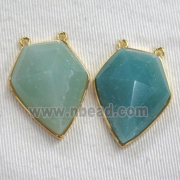 Amazonite arrowhead pendants, gold plated