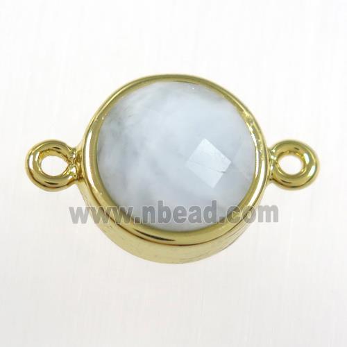 Aquamarine circle connector, gold plated