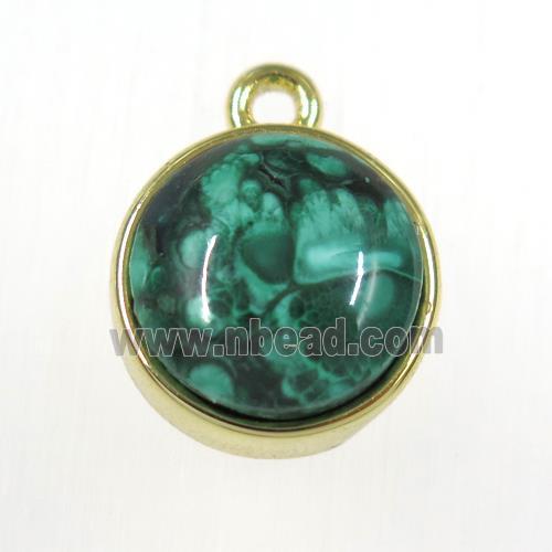 Malachite circle pendant, gold plated