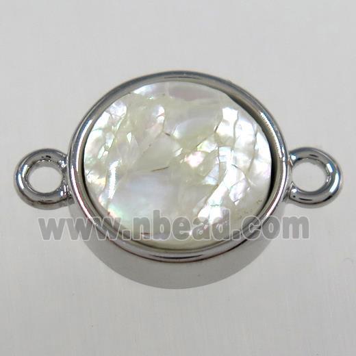 Paua Abalone shell connector, platinum plated