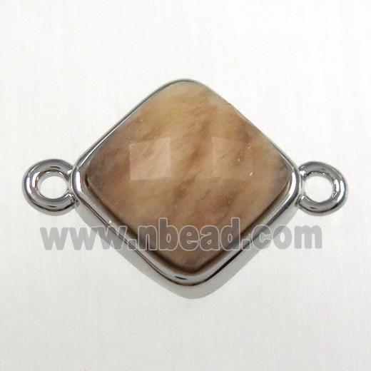 peach moonstone connector, platinum plated