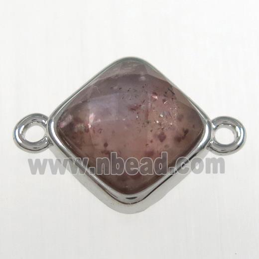 Strawberry Quartz connector, platinum plated