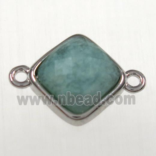 Amazonite connector, platinum plated