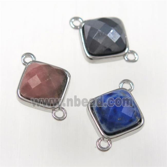 gemstone connector, platinum plated