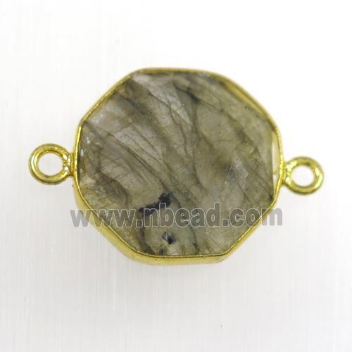 Labradorite connector, gold plated