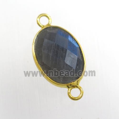 Labradorite connector, oval, gold plated