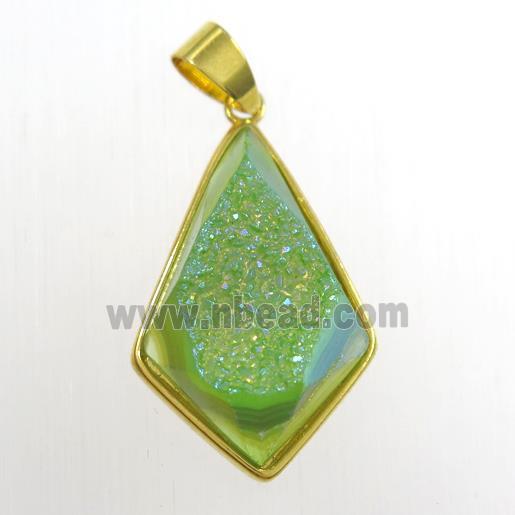 green Druzy Agate teardrop pendant