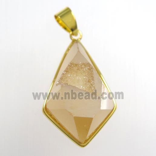 gold champagne Druzy Agate teardrop pendant