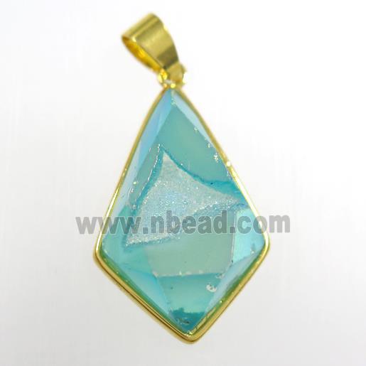 peacock green Druzy Agate teardrop pendant