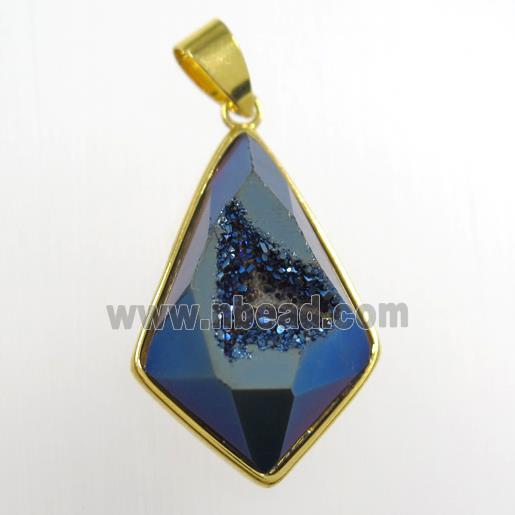 blue Druzy Agate teardrop pendant