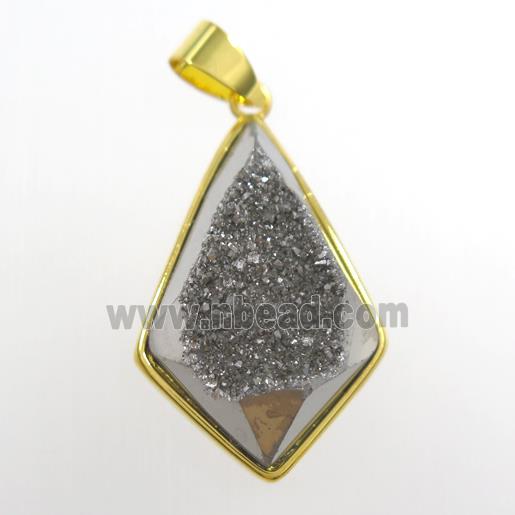 silver Druzy Agate teardrop pendant