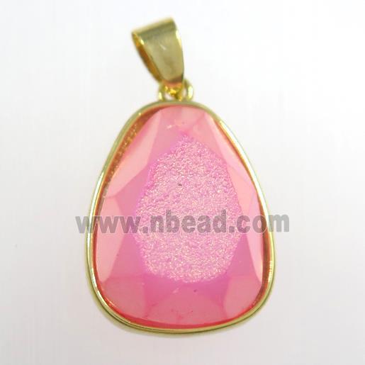 pink Druzy Agate teardrop pendant