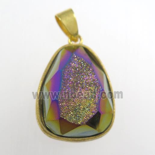 rainbow Druzy Agate teardrop pendant