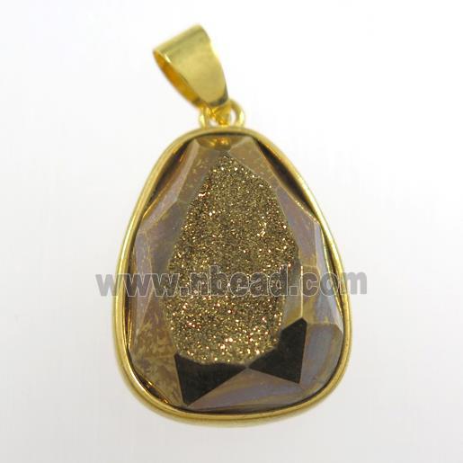 gold Druzy Agate teardrop pendant