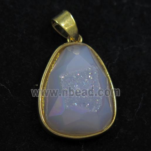 white AB-color Druzy Agate teardrop pendant