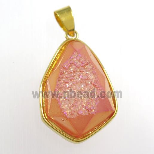 red Druzy Agate teardrop pendant